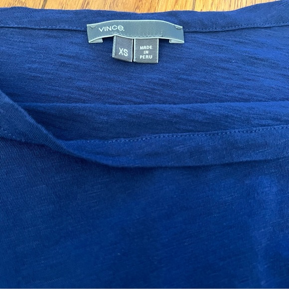 Vince Cotton Navy Blue Boatneck Shirt - Picture 3 of 8